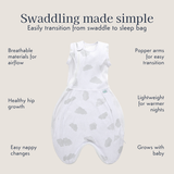 Swaddle to Sleep Bag 0.5 Tog - 0-4M Lightweight