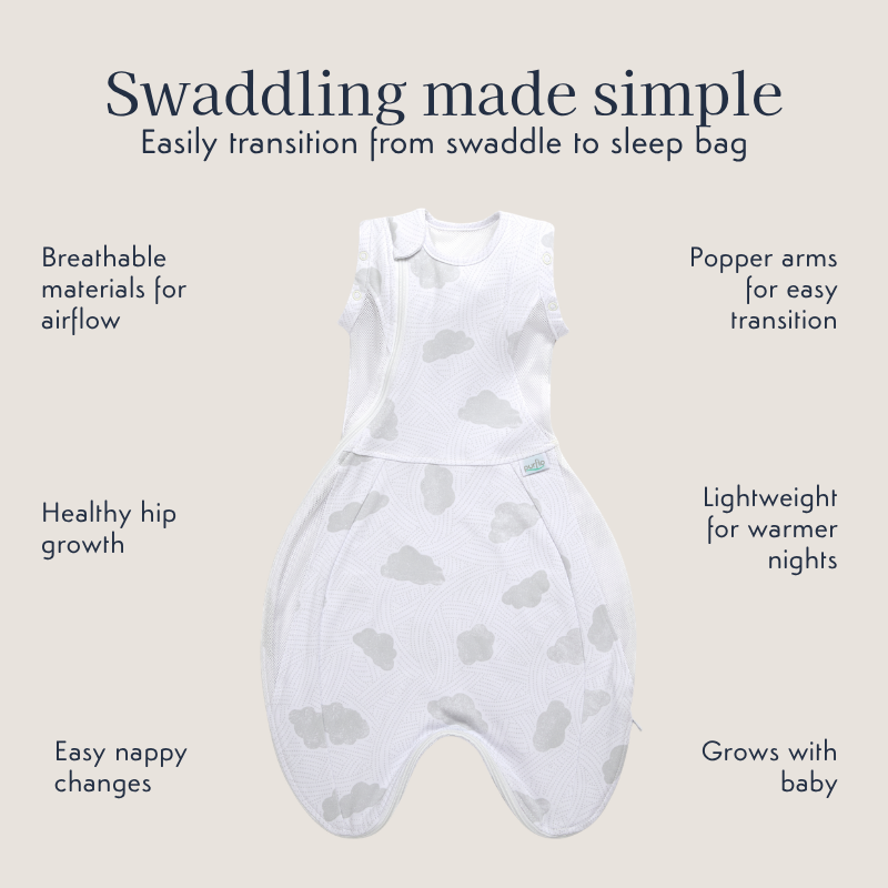 Swaddle to Sleep Bag 0.5 Tog - 0-4M Lightweight