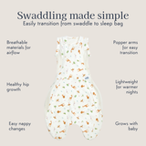 Swaddle to Sleep Bag 0.5 Tog - 0-4M Lightweight
