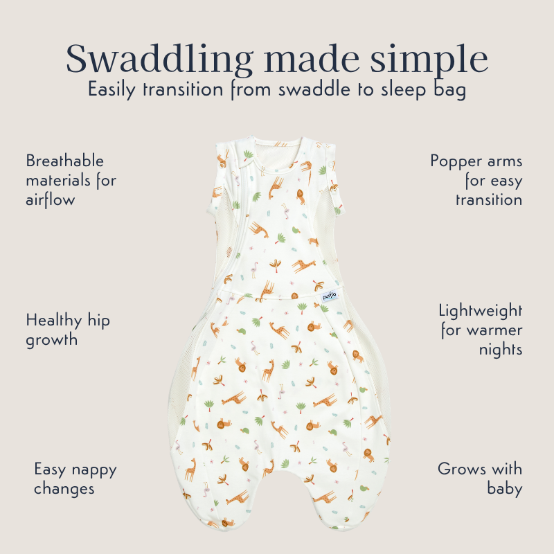 Swaddle to Sleep Bag 0.5 Tog - 0-4M Lightweight