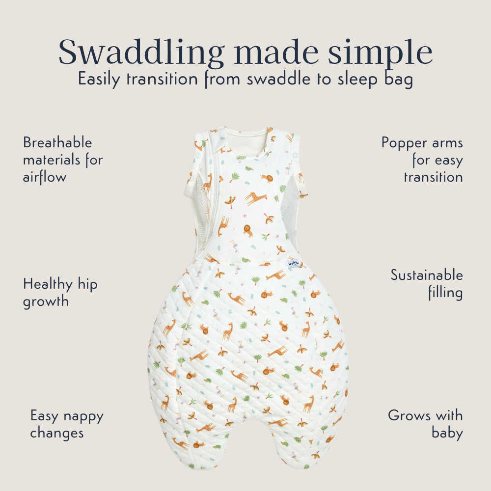 Swaddle to Sleep Bag 2.5 Tog - 0-4M All Seasons