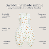 Swaddle to Sleep Bag 2.5 Tog - 0-4M All Seasons